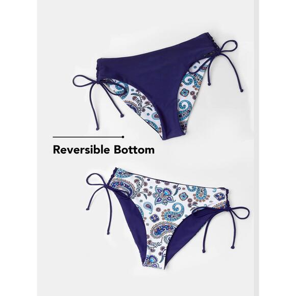 NWT CUPSHE Womens Two Piece Bikini Reversible Bottoms Swimsuit Size Medium - Picture 2 of 7